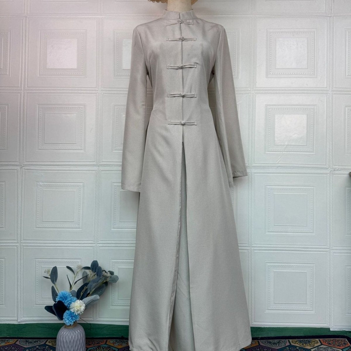 Chinese Frog Button Stand Collar Top & Wide-Leg Maxi Skirt Co-ord Set(MS483) La Vie Bien Chinese Frog Button Stand Collar Top & Wide-Leg Maxi Skirt Co-ord Set(MS483)