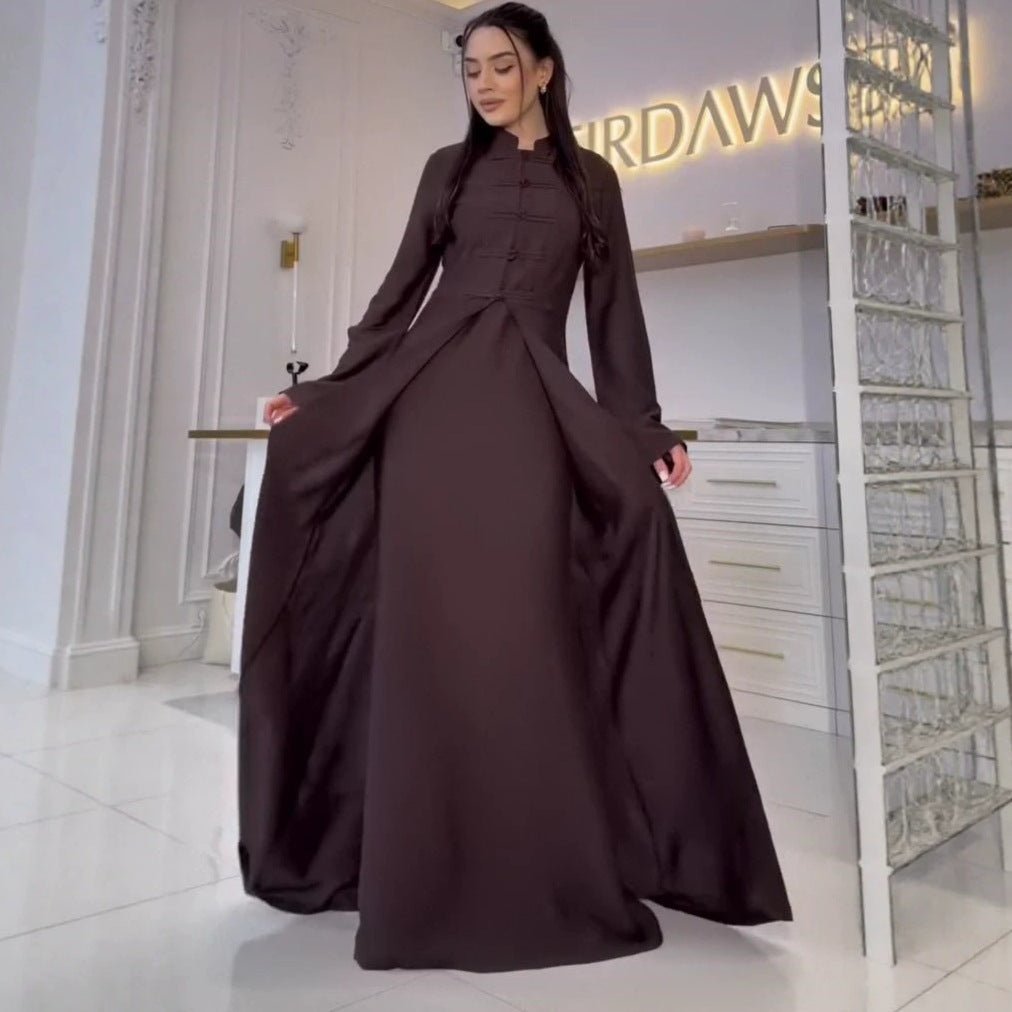 Chinese Frog Button Stand Collar Top & Wide-Leg Maxi Skirt Co-ord Set(MS483) La Vie Bien Chinese Frog Button Stand Collar Top & Wide-Leg Maxi Skirt Co-ord Set(MS483)