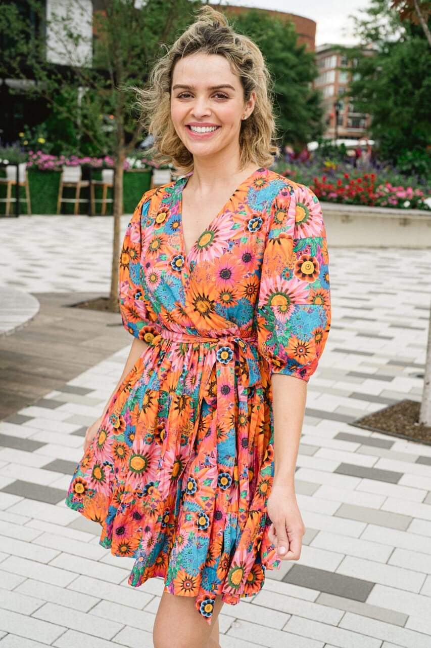 Chloe Mini Wrap Dress - Floral Bouquet - final sale