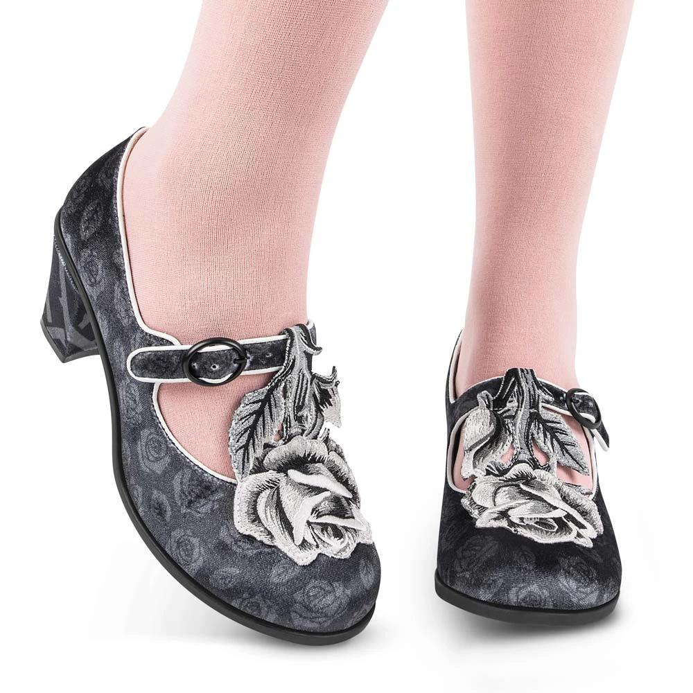 Chocolaticas® Mid Heels Black Tudor Women's Mary Jane Pump by Hot Chocolate Design