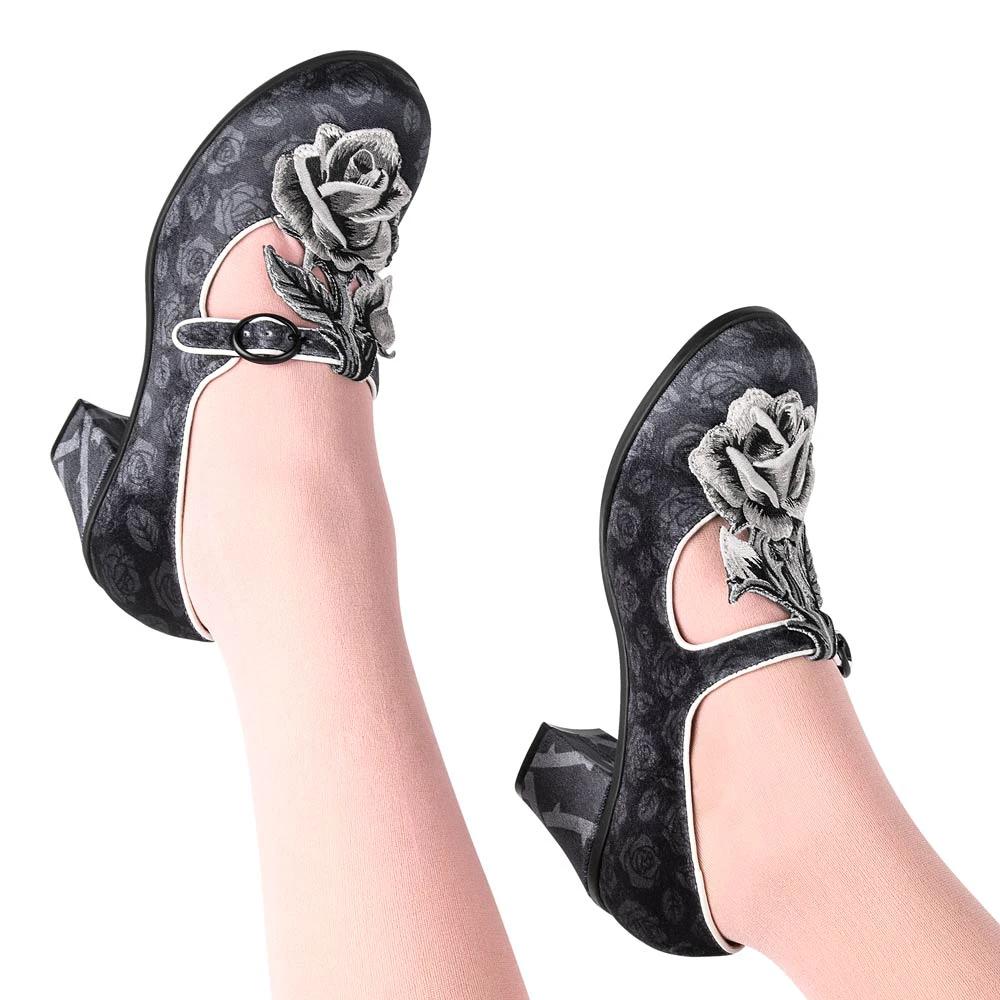 Chocolaticas® Mid Heels Black Tudor Women's Mary Jane Pump by Hot Chocolate Design