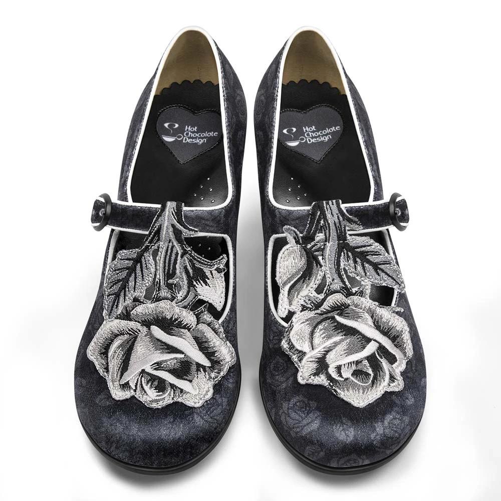 Chocolaticas® Mid Heels Black Tudor Women's Mary Jane Pump by Hot Chocolate Design