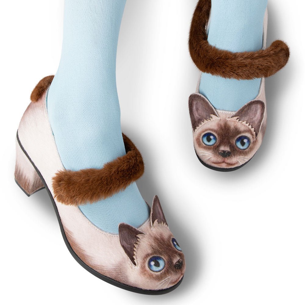 Chocolaticas® Mid Heels Siamese Cat Women's Mary Jane Pump Mid Heels La Vie Bien Chocolaticas® Mid Heels Siamese Cat Women's Mary Jane Pump