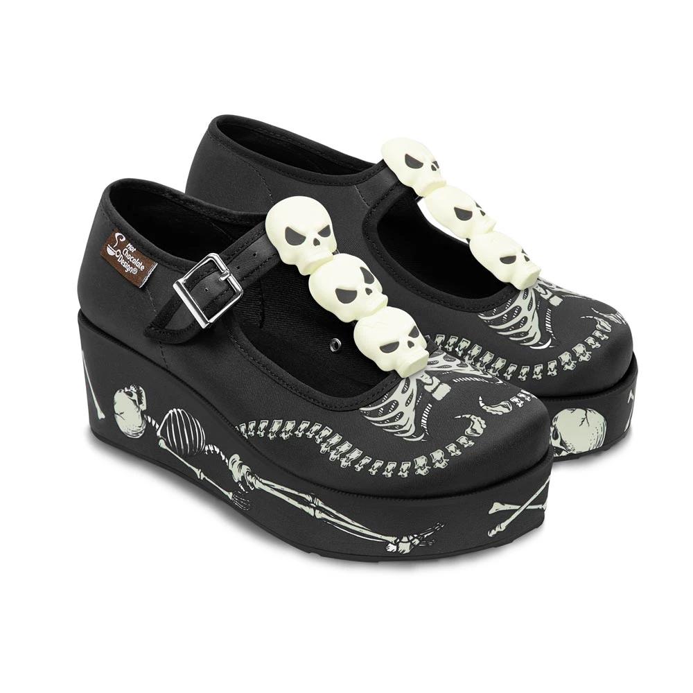 Chocolaticas® Skeletons Under Your Bed Women's Mary Jane Platform by Hot Chocolate Design