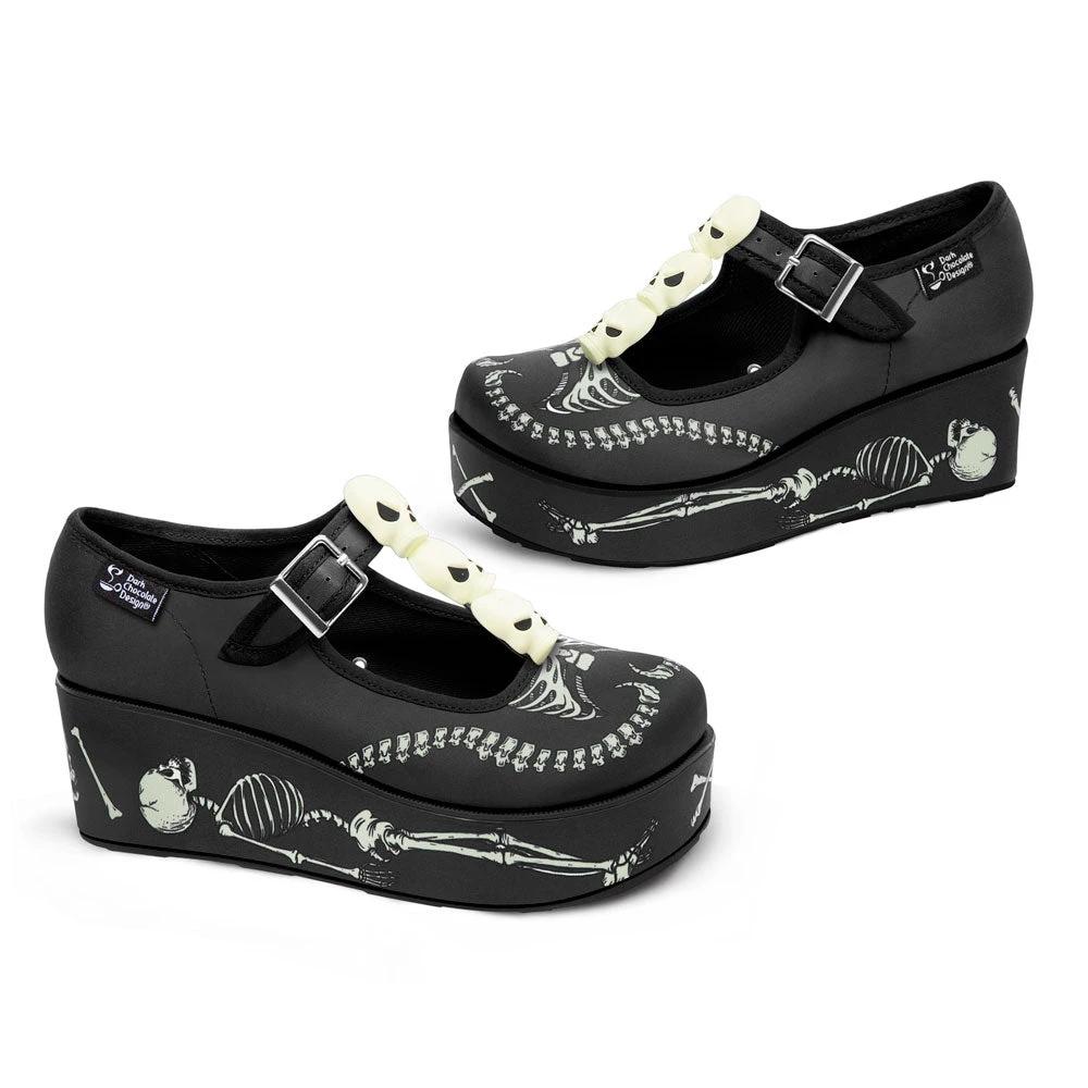 Chocolaticas® Skeletons Under Your Bed Women's Mary Jane Platform by Hot Chocolate Design