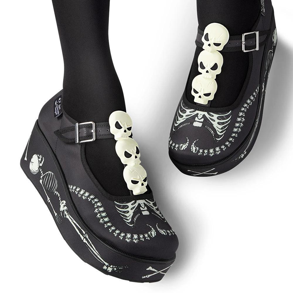 Chocolaticas® Skeletons Under Your Bed Women's Mary Jane Platform by Hot Chocolate Design