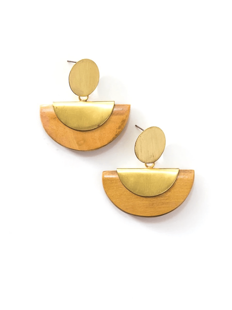 Chord Geometric Wood Studs - Brass by Fair Anita