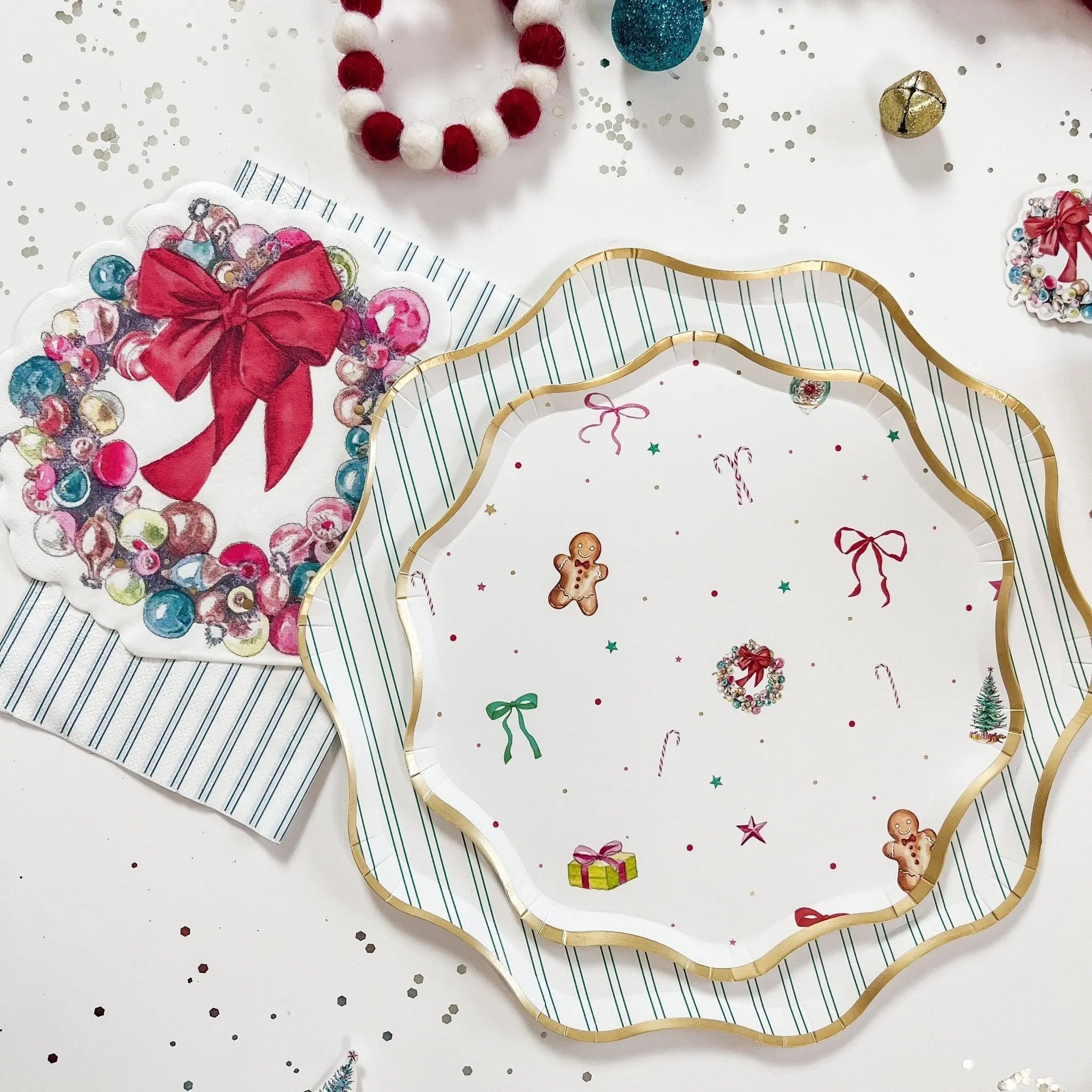 Christmas Bows Patterned Paper Plate