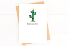 Christmas Cactus Holiday Card Set, Succulent Card, Simple Watercolor Cactus Card by Five Dot Post