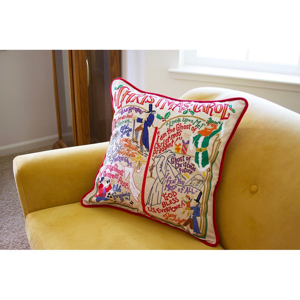 Christmas Carol Hand - Embroidered Pillow by Cat Studio Pillows La Vie Bien Christmas Carol Hand - Embroidered Pillow by Cat Studio