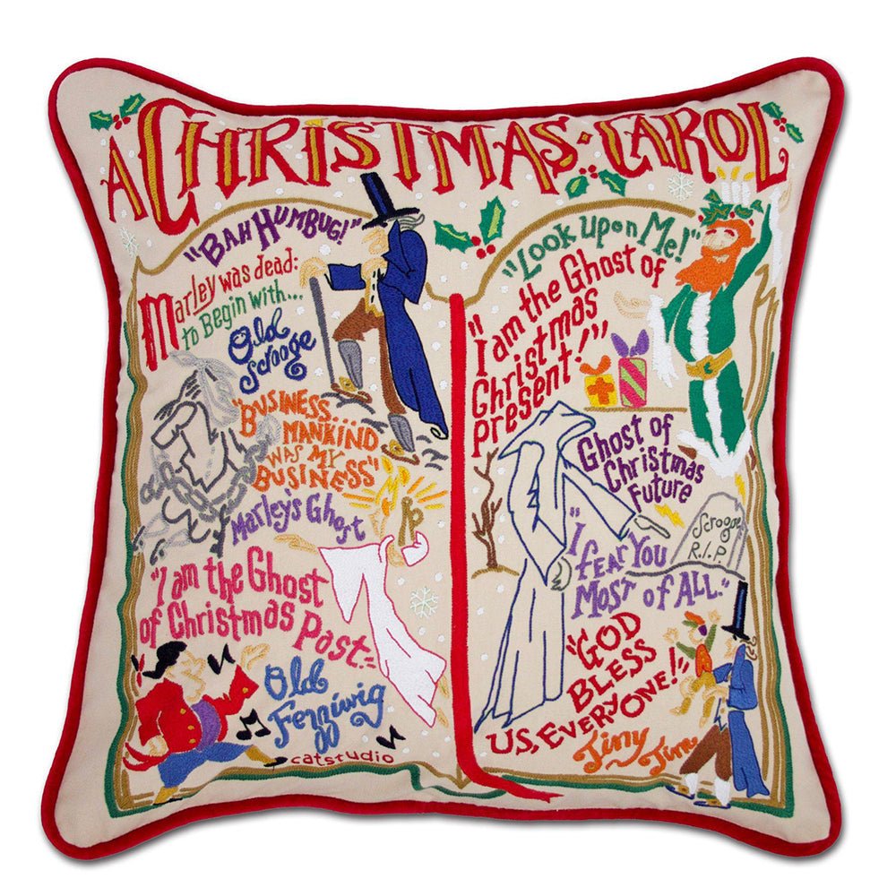 Christmas Carol Hand - Embroidered Pillow by Cat Studio Pillows La Vie Bien Christmas Carol Hand - Embroidered Pillow by Cat Studio