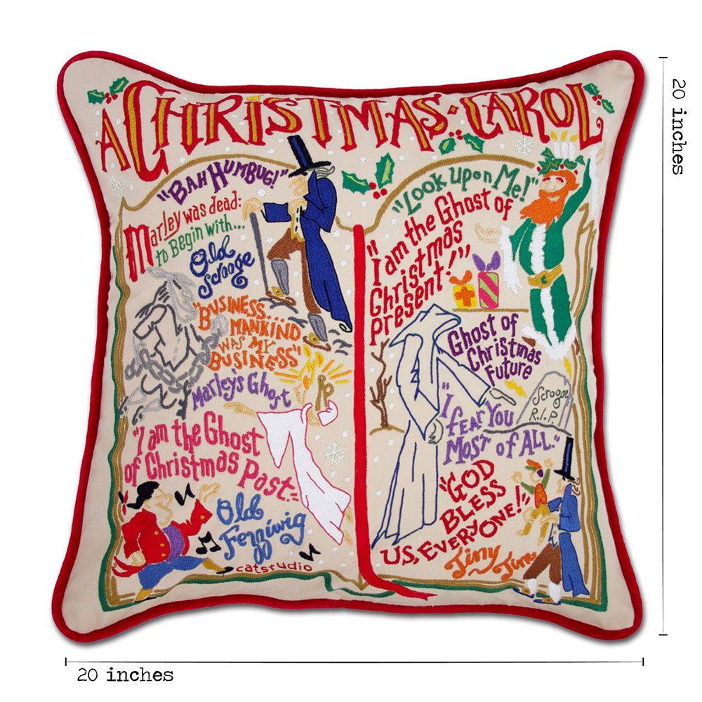Christmas Carol Hand - Embroidered Pillow by Cat Studio Pillows La Vie Bien Christmas Carol Hand - Embroidered Pillow by Cat Studio