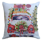Christmas Embroidered Throw Pillow 20" x 20" by Vibhsa
