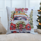 Christmas Embroidered Throw Pillow 20" x 20" by Vibhsa