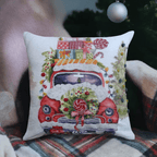 Christmas Embroidered Throw Pillow 20" x 20" by Vibhsa