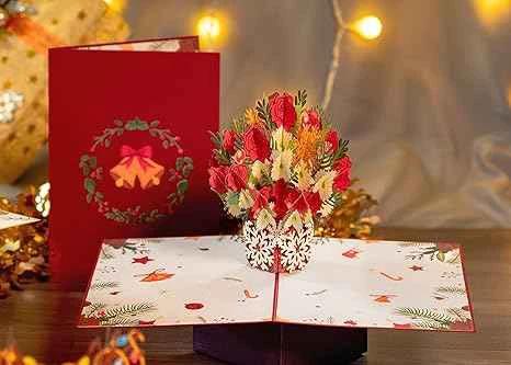 Christmas Flowers Pop Up Card by Paper Love