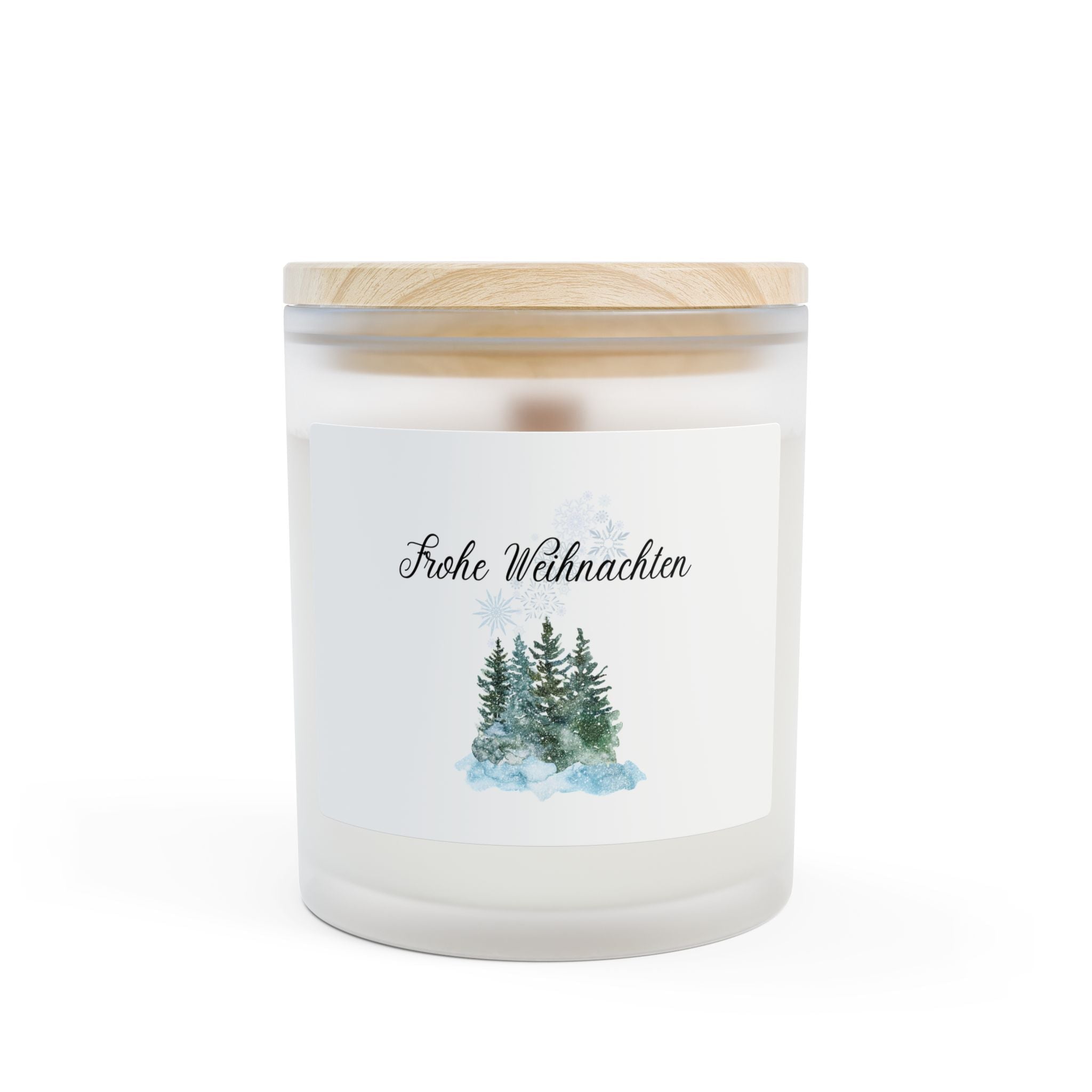 Christmas Frosted Glass Candle — "Frohe Weihnachten" Winter Pine Scented Candle (11oz) Home Decor La Vie Bien Christmas Frosted Glass Candle — "Frohe Weihnachten" Winter Pine Scented Candle (11oz)