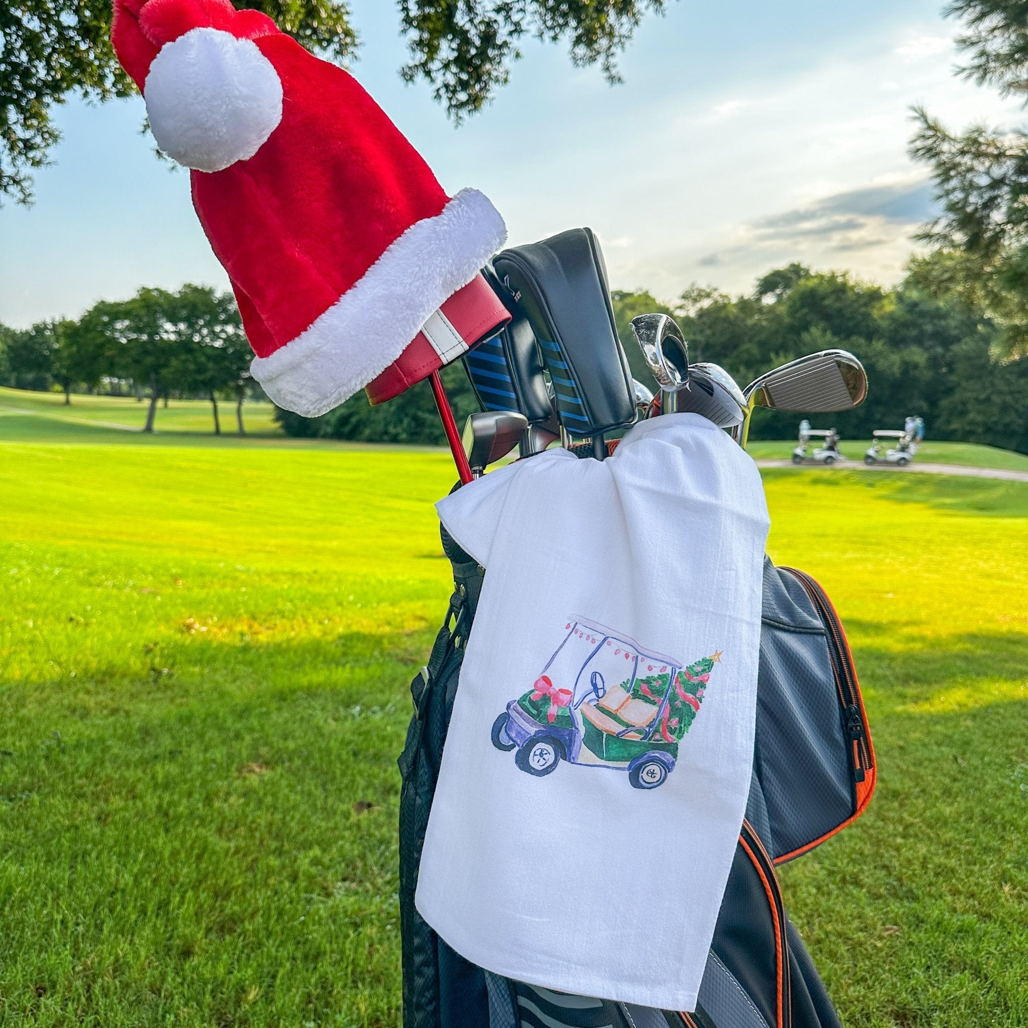 Christmas Golf Cart Tea Towel Tea Towels La Vie Bien Christmas Golf Cart Tea Towel