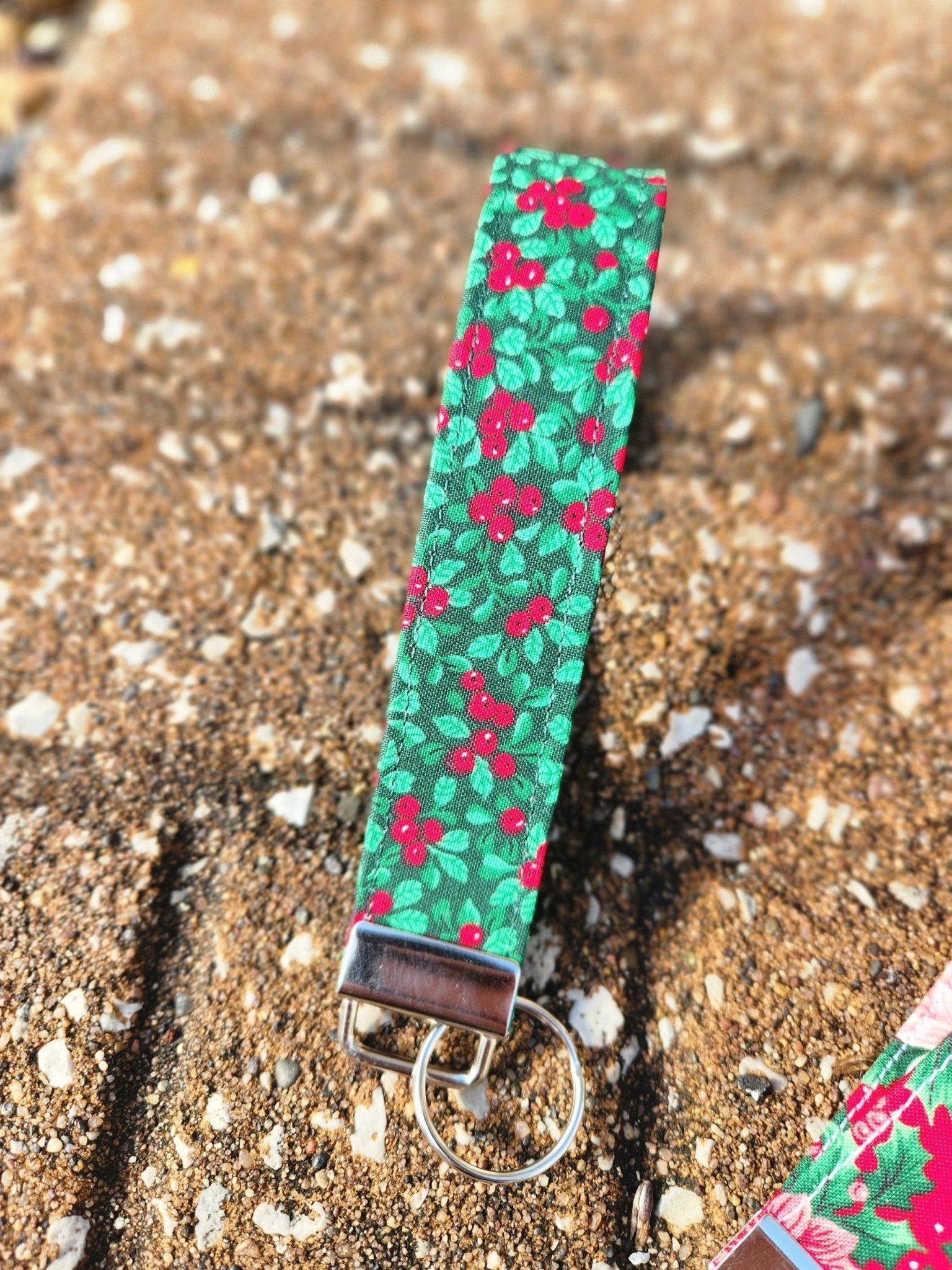 Christmas Hollies Keyfob Wristlet by Hoosier Handkerchief Company
