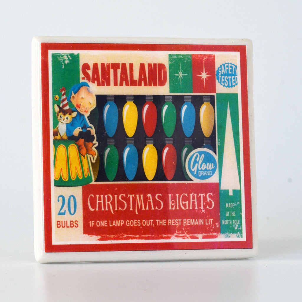 Christmas Lights Vintage Christmas Coaster Set coaster set La Vie Bien Christmas Lights Vintage Christmas Coaster Set