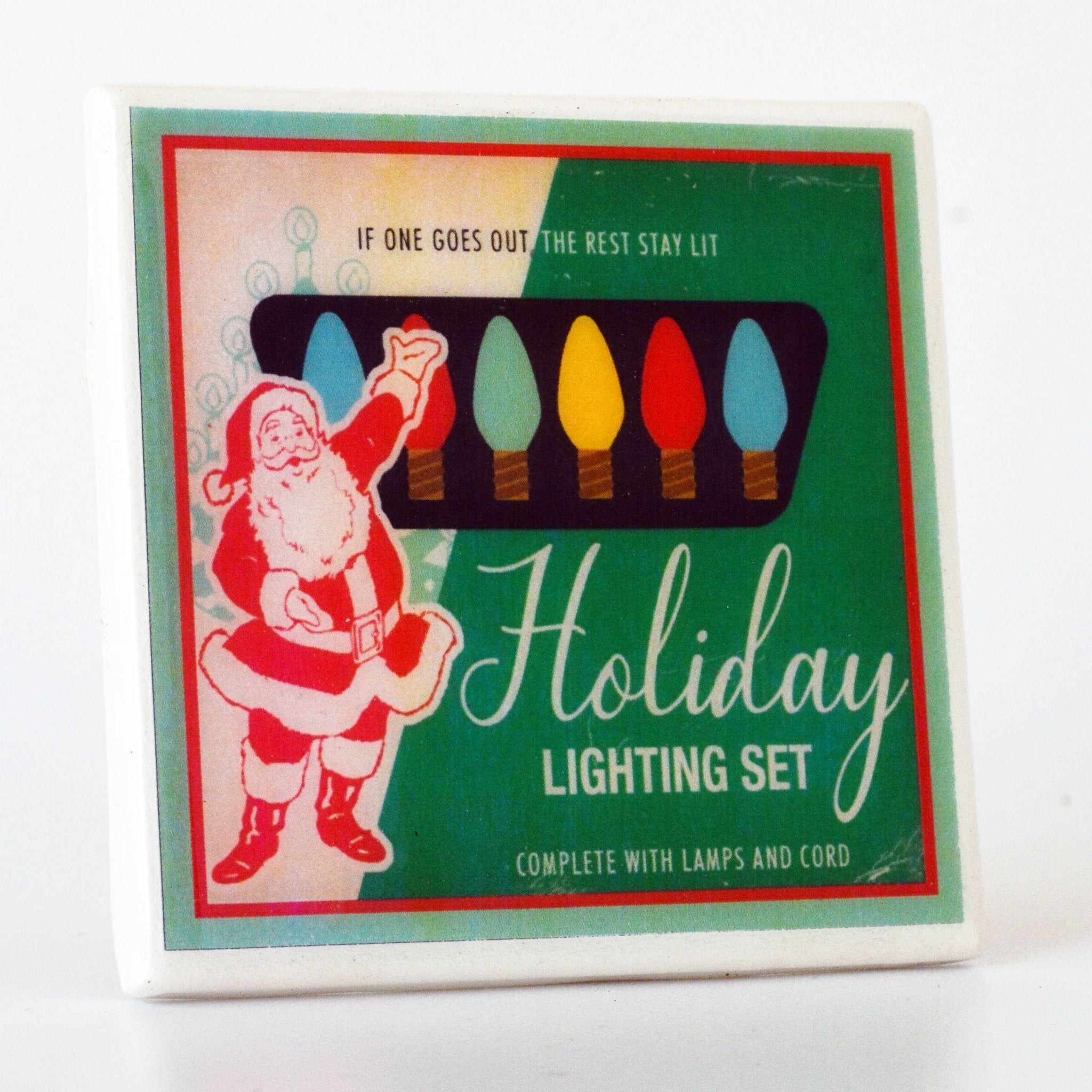 Christmas Lights Vintage Christmas Coaster Set coaster set La Vie Bien Christmas Lights Vintage Christmas Coaster Set
