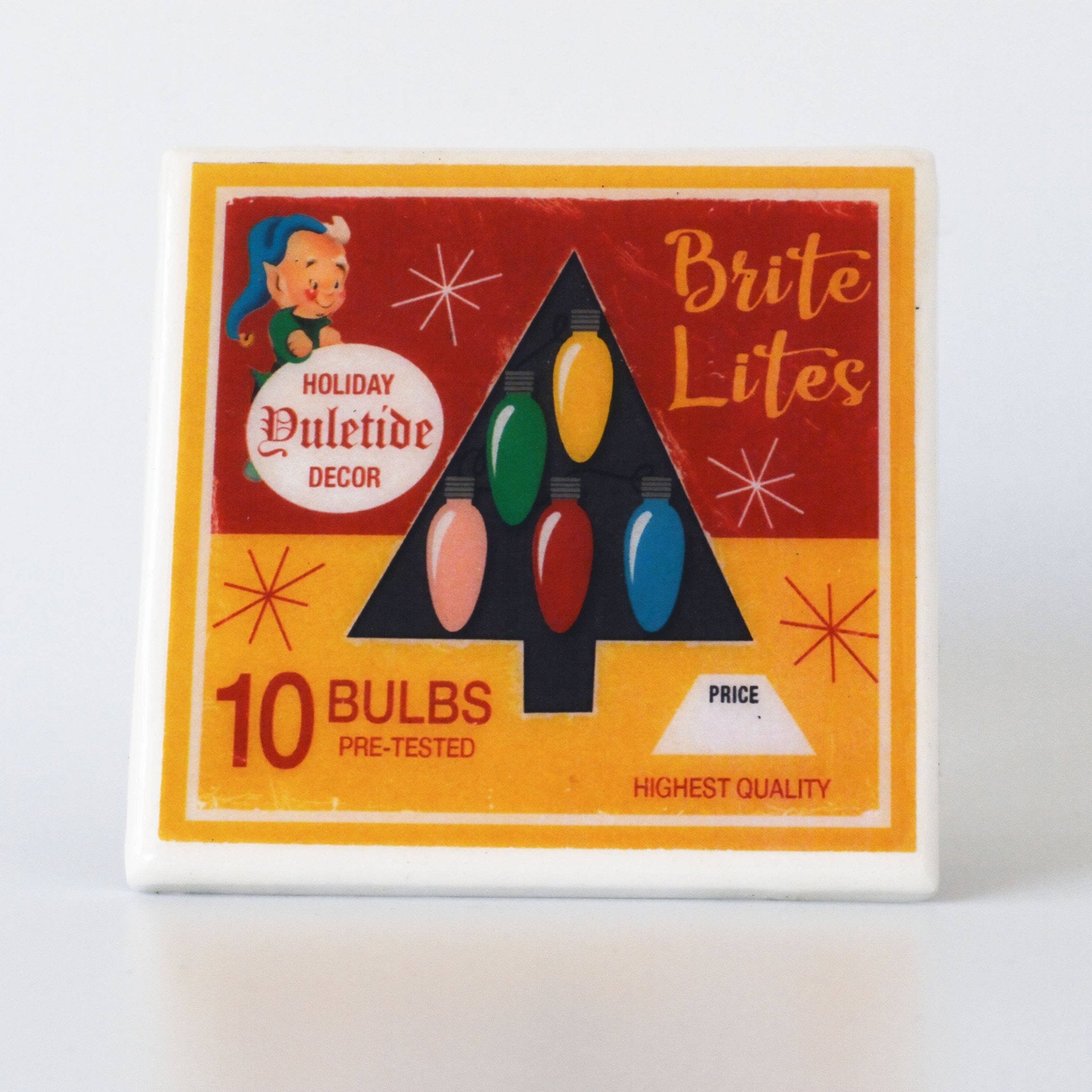 Christmas Lights Vintage Christmas Coaster Set coaster set La Vie Bien Christmas Lights Vintage Christmas Coaster Set