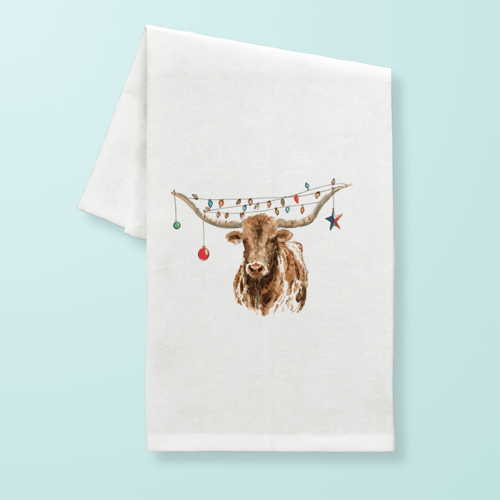 Christmas Longhorn Tea Towel Tea Towels La Vie Bien Christmas Longhorn Tea Towel