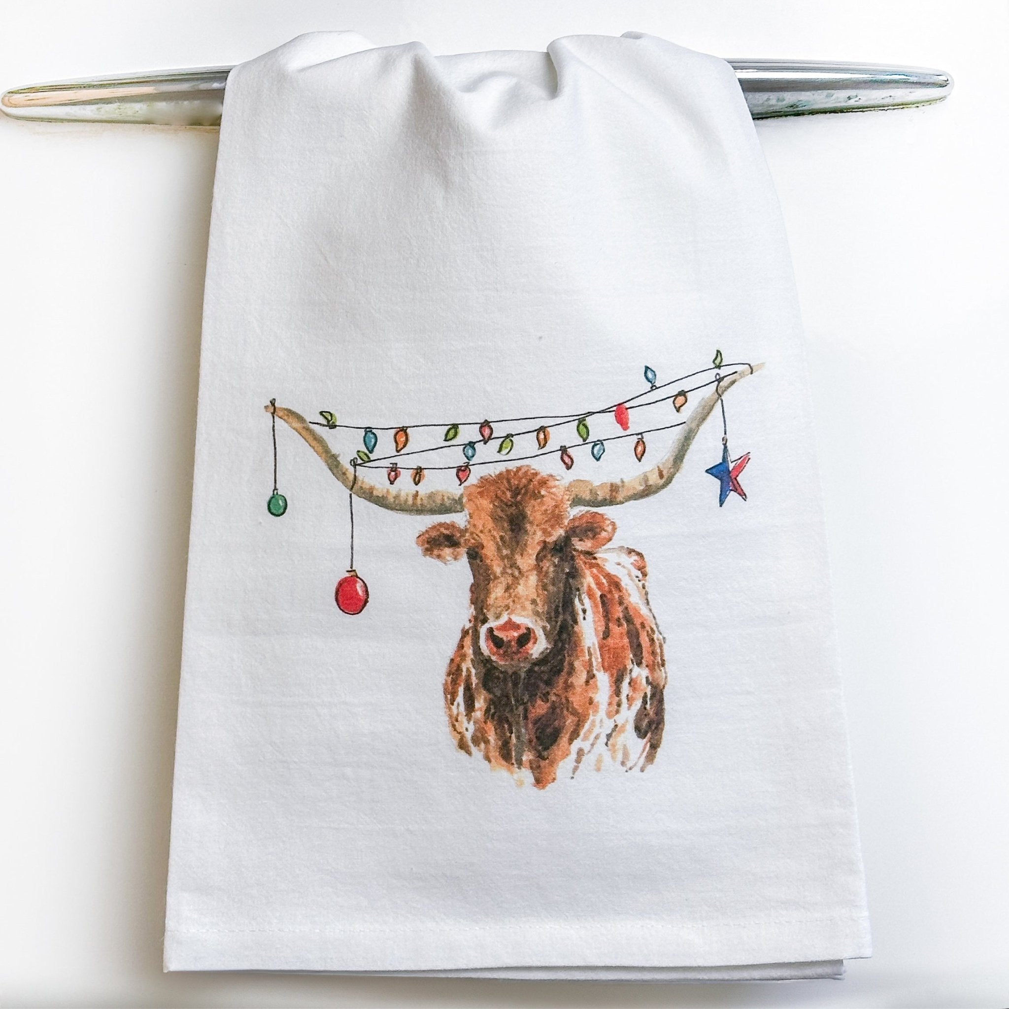 Christmas Longhorn Tea Towel Tea Towels La Vie Bien Christmas Longhorn Tea Towel