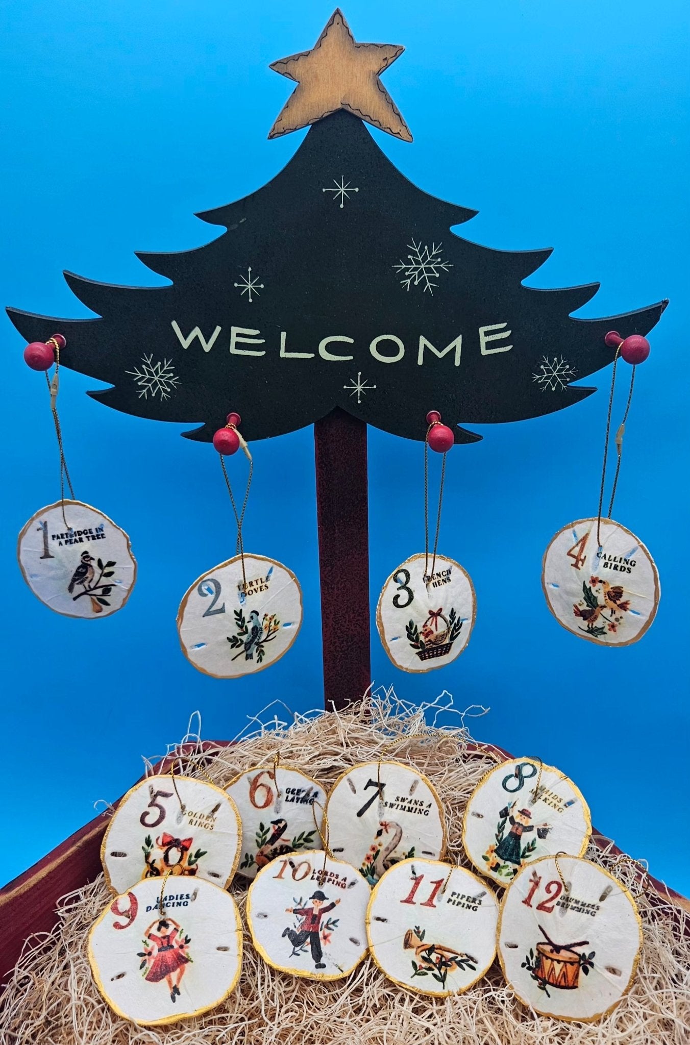 Christmas Ornament Set – Coastal & Traditional Sand Dollar “12 Days of Christmas” Handcrafted Holiday Decor Christmas La Vie Bien Christmas Ornament Set – Coastal & Traditional Sand Dollar “12 Days of Christmas” Handcrafted Holiday Decor