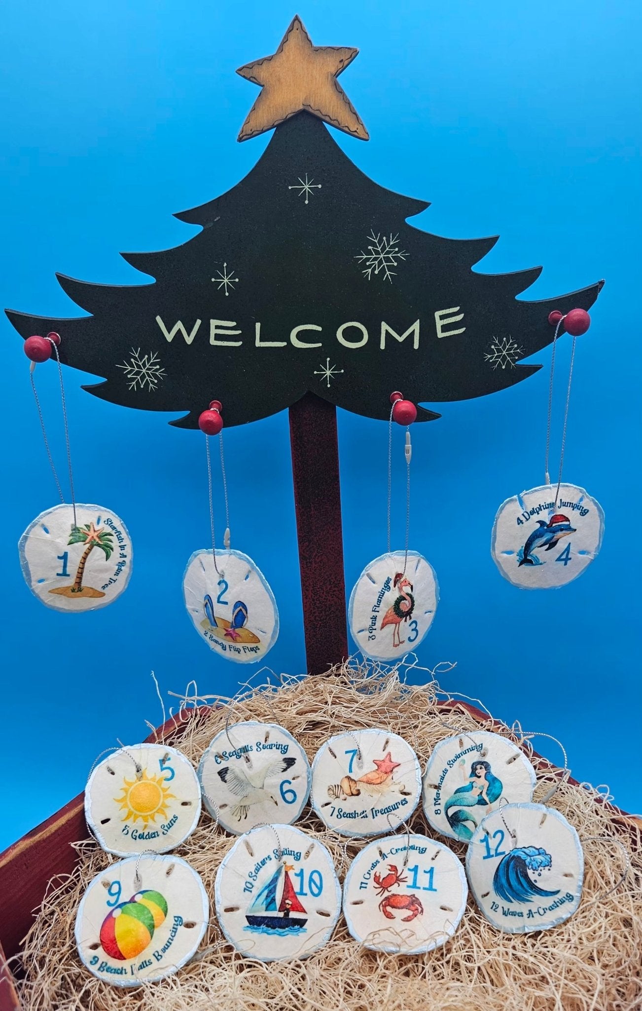Christmas Ornament Set – Coastal & Traditional Sand Dollar “12 Days of Christmas” Handcrafted Holiday Decor Christmas La Vie Bien Christmas Ornament Set – Coastal & Traditional Sand Dollar “12 Days of Christmas” Handcrafted Holiday Decor