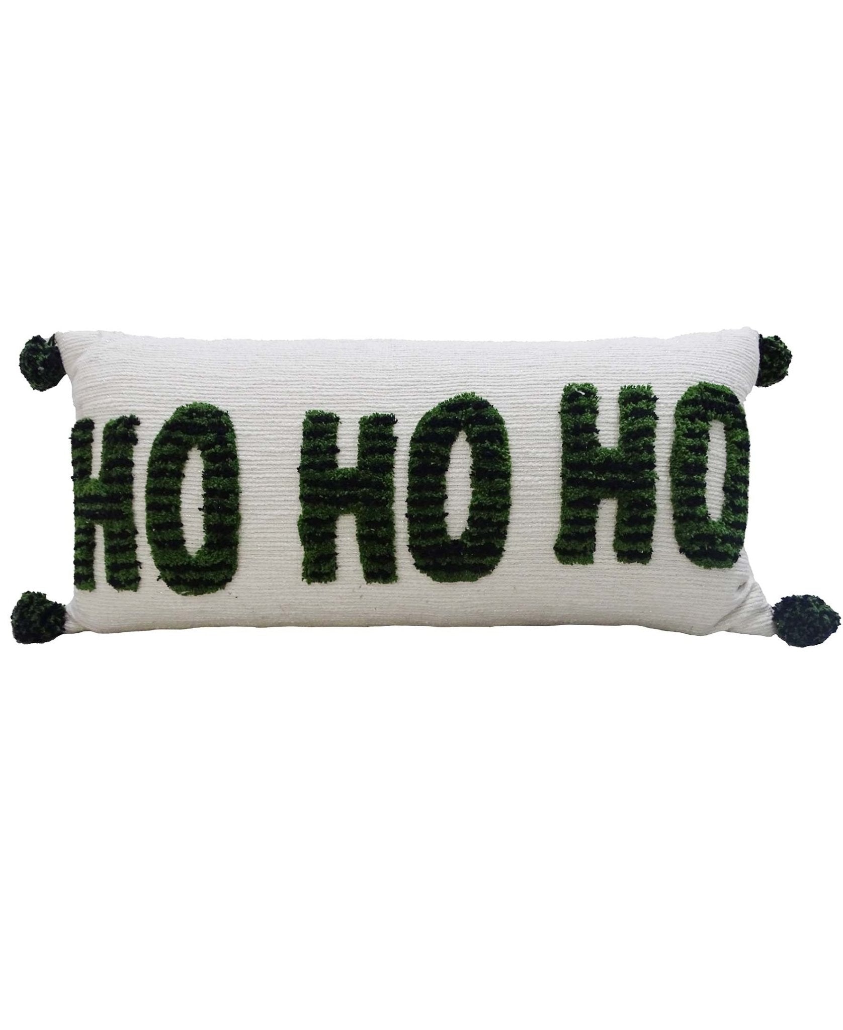 Christmas Pillow for Holidays, 32"x 14" HOHOHO Embroidered by Vibhsa