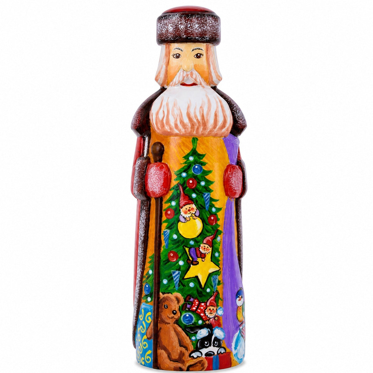 Christmas Tree with Gifts Hand Carved Wooden Santa Figurine 7.25 Inches Christmas Decor > Carved Wooden Santa La Vie Bien Christmas Tree with Gifts Hand Carved Wooden Santa Figurine 7.25 Inches