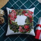 Christmas Wreath Decorative Throw Pillow 20" x 20" by Vibhsa