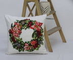 Christmas Wreath Decorative Throw Pillow 20" x 20" by Vibhsa