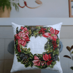 Christmas Wreath Decorative Throw Pillow 20" x 20" by Vibhsa