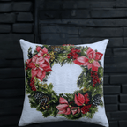 Christmas Wreath Decorative Throw Pillow 20" x 20" by Vibhsa