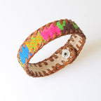 Chula Handmade Fabric & Leather Snap - on Bracelet - Guatemala Bracelets La Vie Bien Chula Handmade Fabric & Leather Snap - on Bracelet - Guatemala