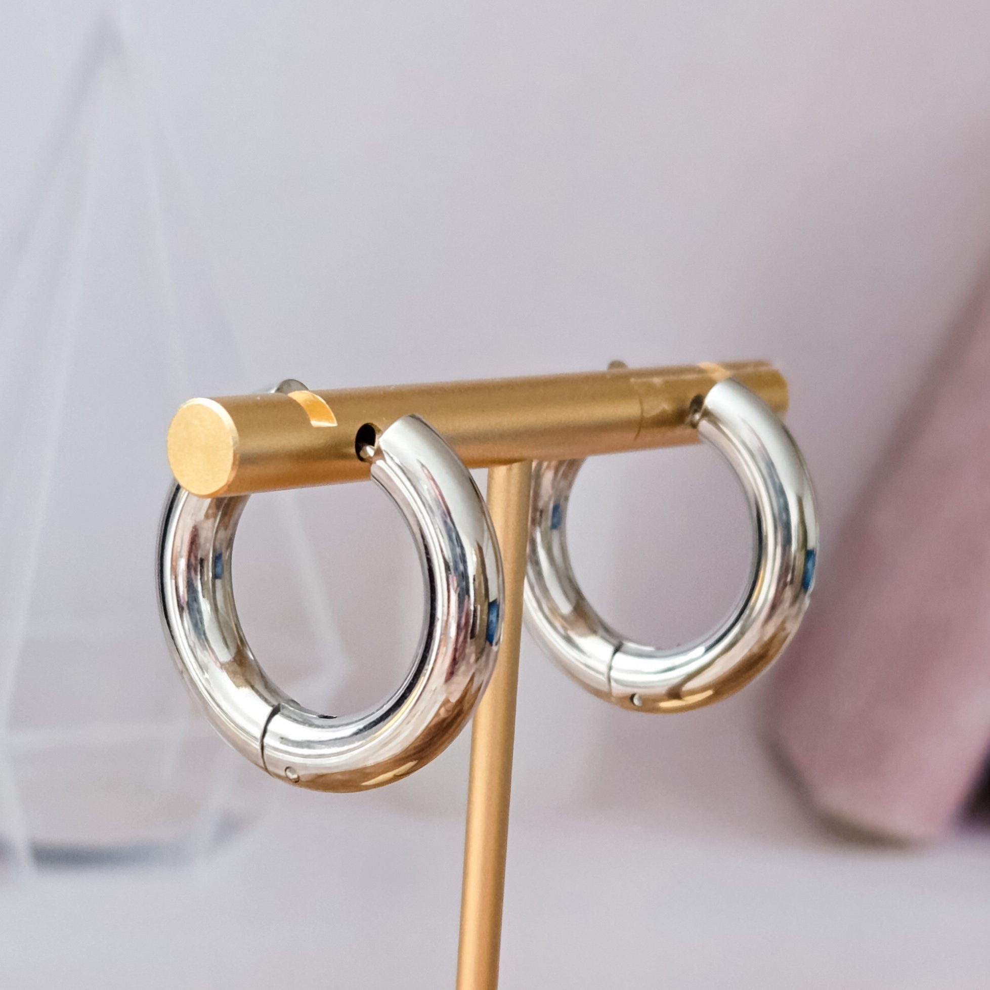 Chunky Huggies Hoop Earrings Earrings La Vie Bien Chunky Huggies Hoop Earrings