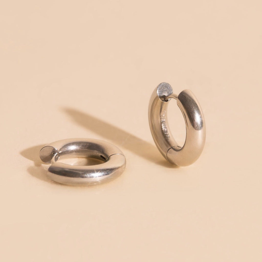 Chunky Rounded Huggie Hoop Earrings Chunky Rounded Huggie Hoops La Vie Bien Chunky Rounded Huggie Hoop Earrings