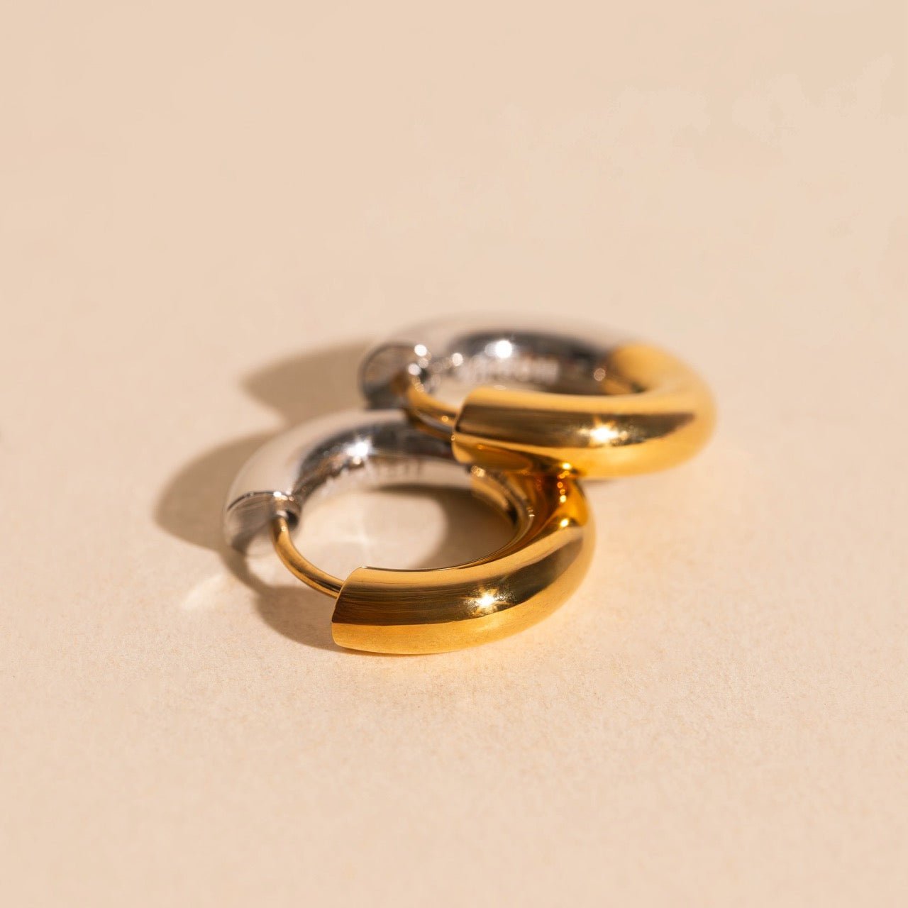 Chunky Rounded Huggie Hoop Earrings Chunky Rounded Huggie Hoops La Vie Bien Chunky Rounded Huggie Hoop Earrings