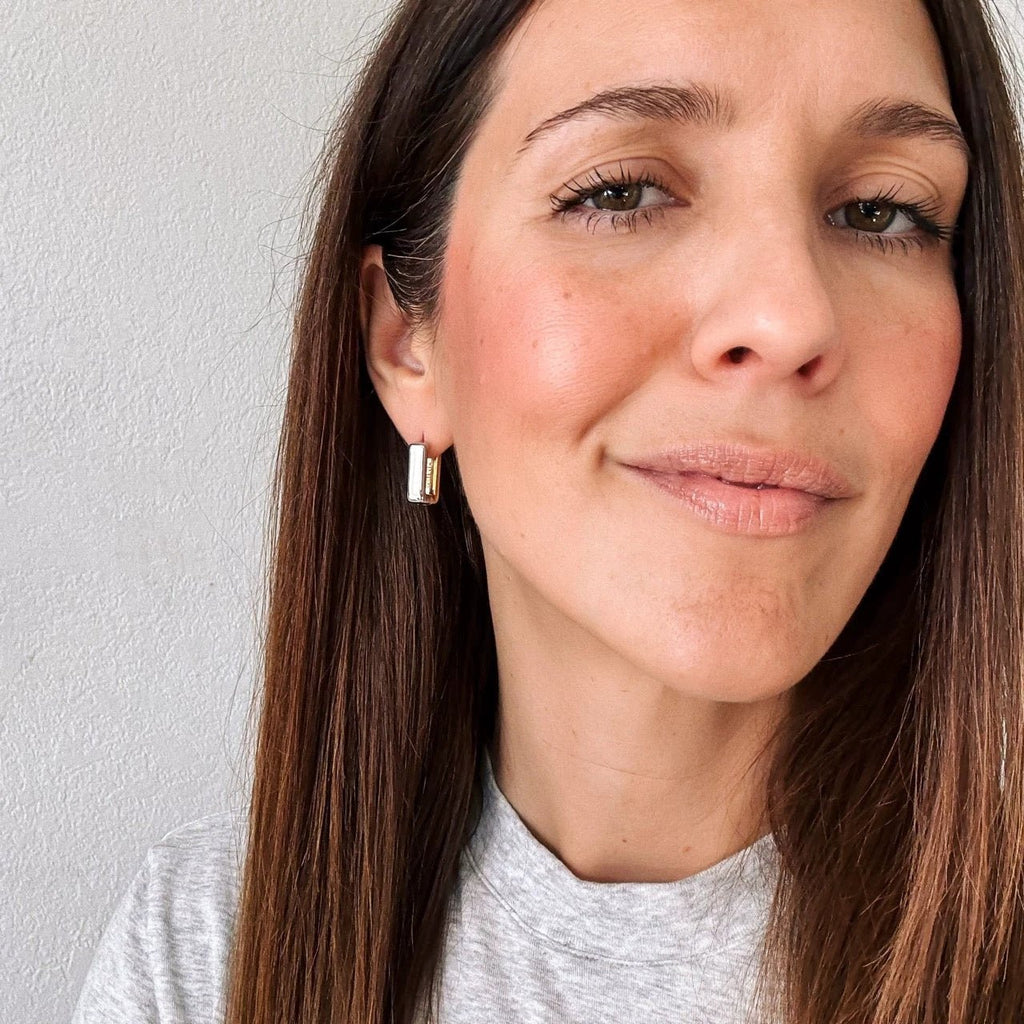 Chunky Rounded Rectangle Huggie Hoop Earrings by Oh Clementine