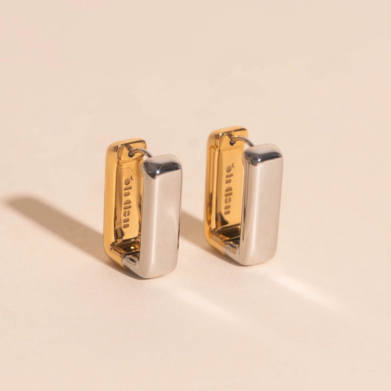 Chunky Rounded Rectangle Huggie Hoop Earrings by Oh Clementine