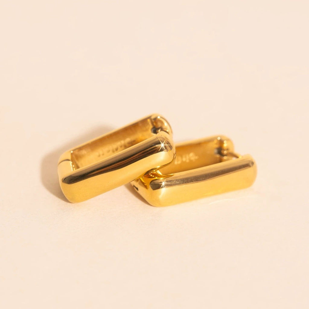 Chunky Rounded Rectangle Huggie Hoop Earrings by Oh Clementine