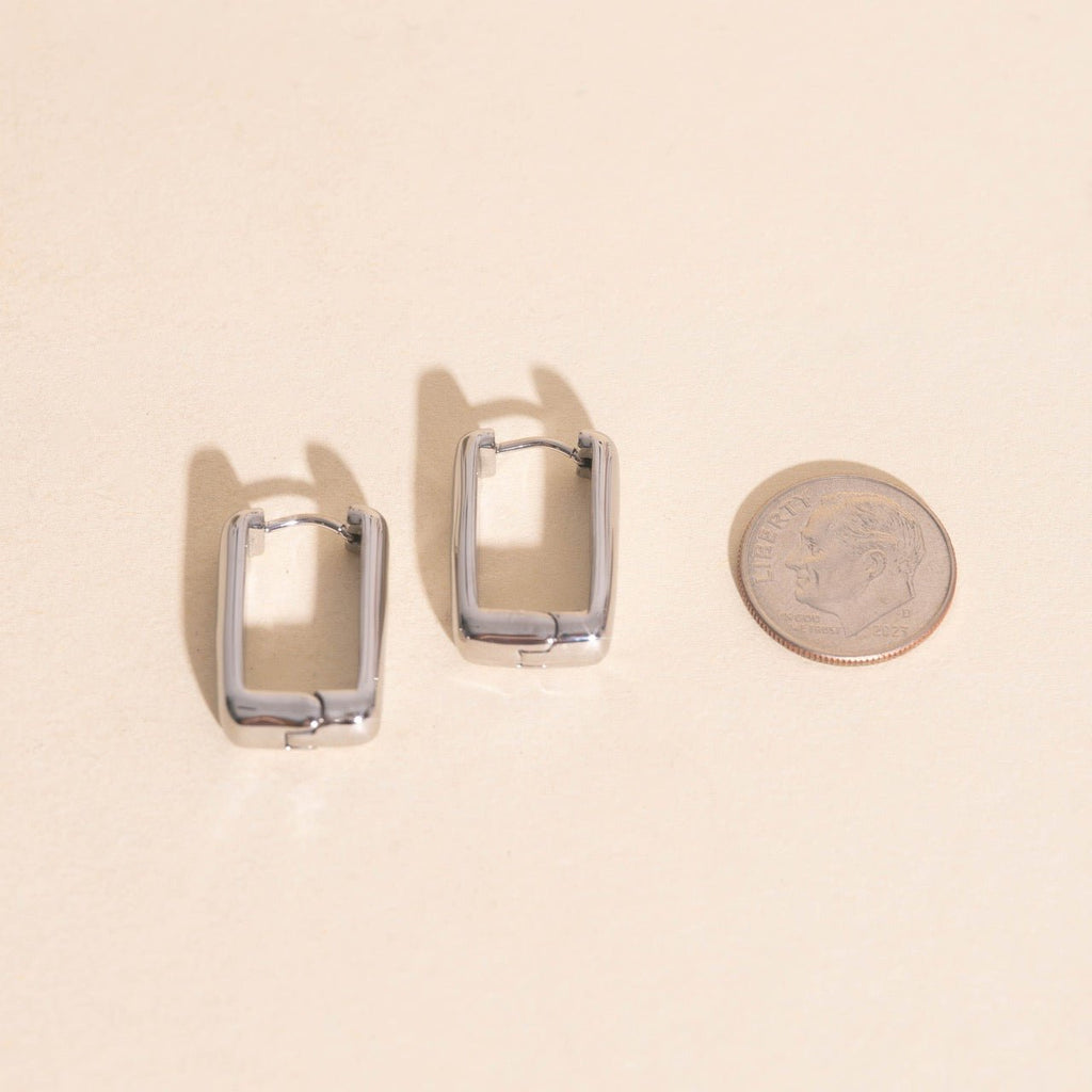 Chunky Rounded Rectangle Huggie Hoop Earrings Chunky Rounded Huggie Hoops La Vie Bien Chunky Rounded Rectangle Huggie Hoop Earrings