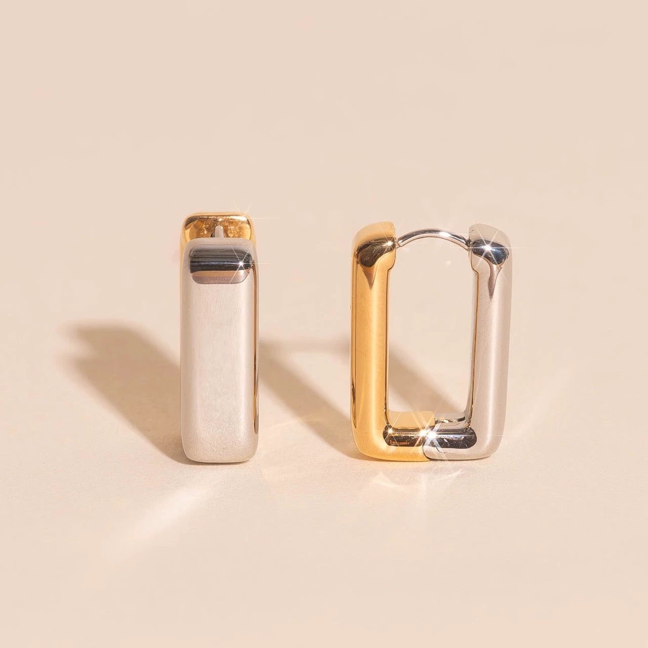 Chunky Rounded Rectangle Huggie Hoop Earrings by Oh Clementine