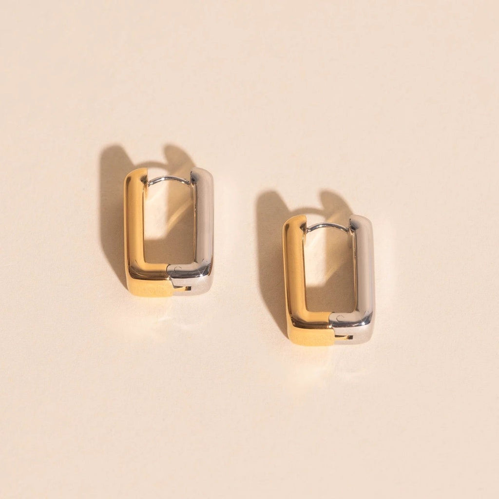 Chunky Rounded Rectangle Huggie Hoop Earrings by Oh Clementine