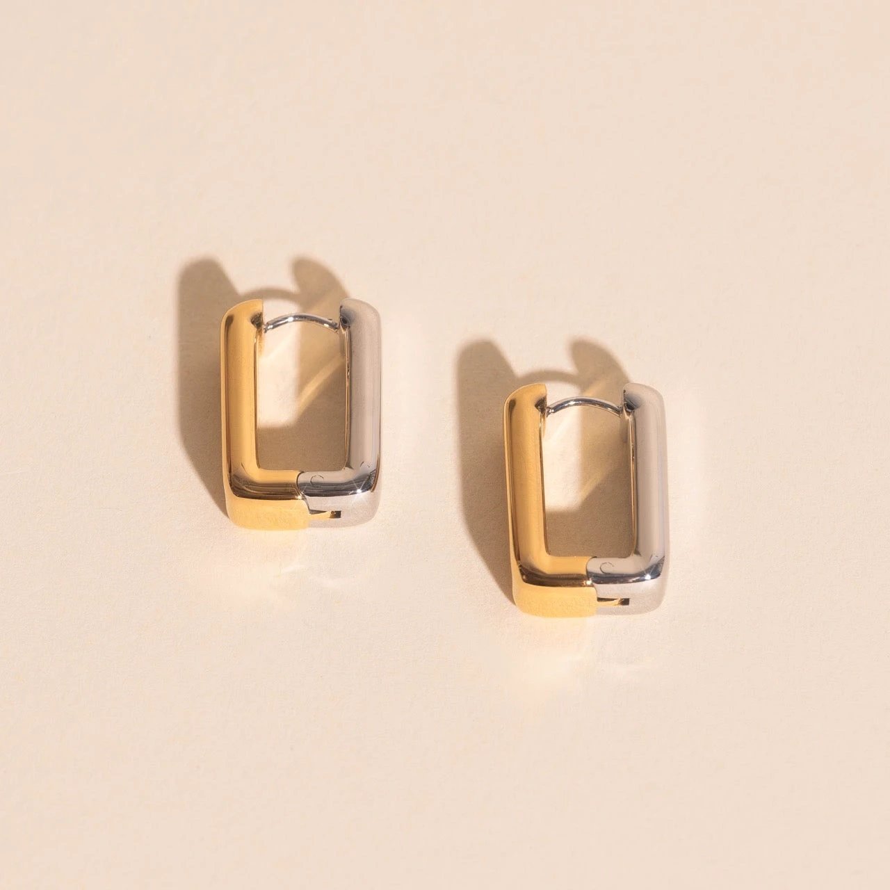 Chunky Rounded Rectangle Huggie Hoop Earrings by Oh Clementine