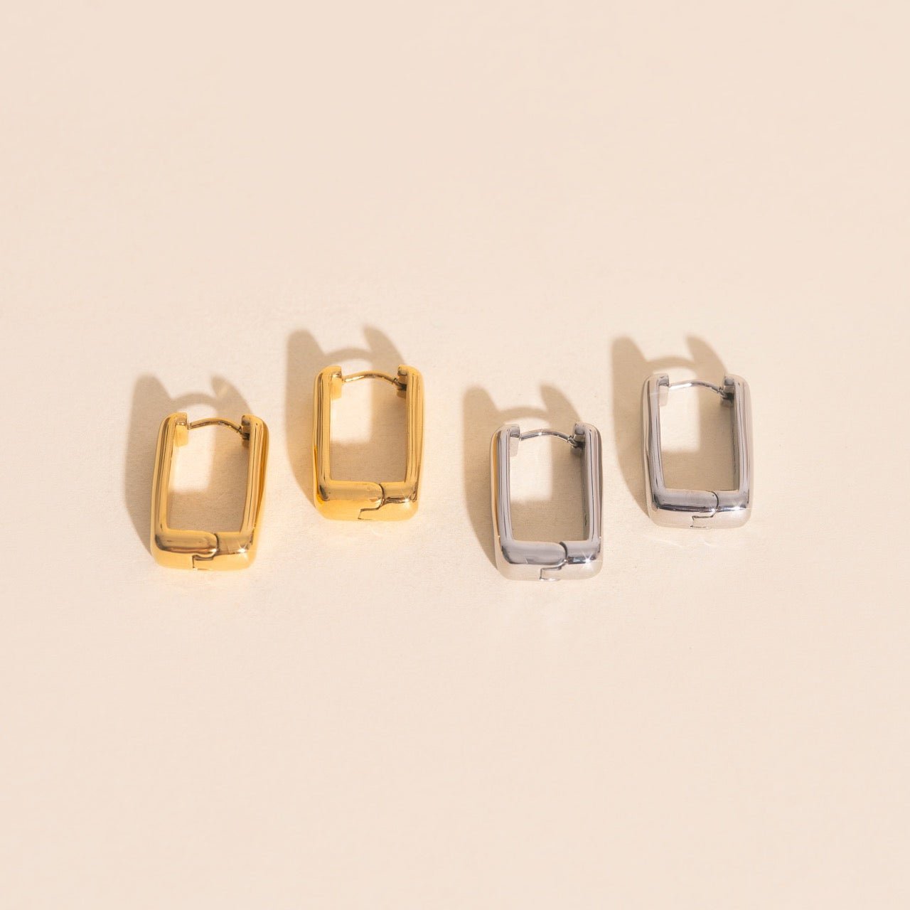 Chunky Rounded Rectangle Huggie Hoop Earrings Chunky Rounded Huggie Hoops La Vie Bien Chunky Rounded Rectangle Huggie Hoop Earrings