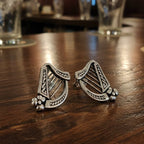 Cian Irish Harp Post Earrings in Sterling Silver Post Earrings La Vie Bien Cian Irish Harp Post Earrings in Sterling Silver