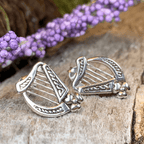 Cian Irish Harp Post Earrings in Sterling Silver Post Earrings La Vie Bien Cian Irish Harp Post Earrings in Sterling Silver